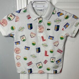 Lacoste Kids Polo Shirt - White with Colorful Graphics